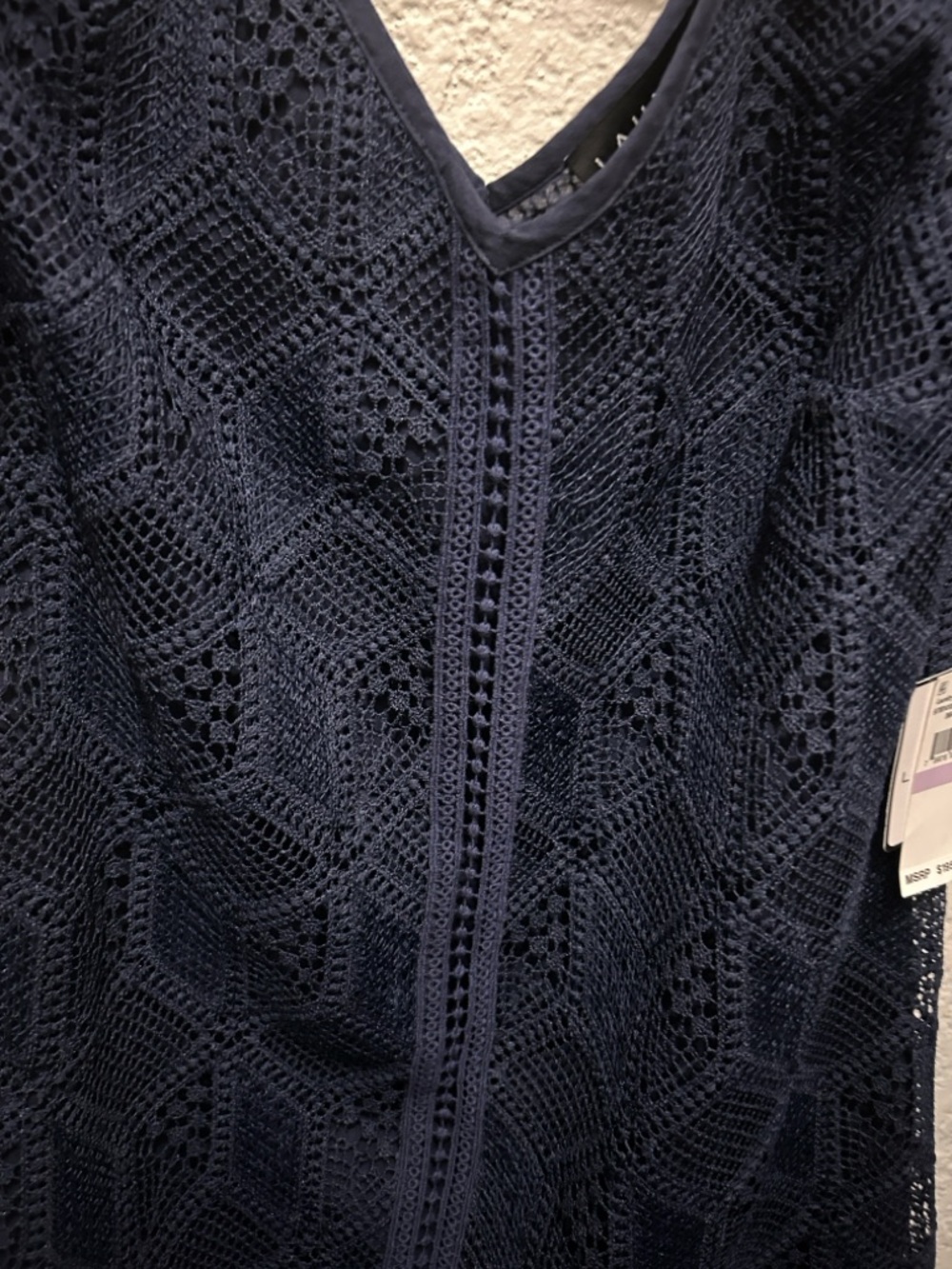 Laundry By Shelli Segal Navy Crochet Cold-Shoulder Mini Dress - Picture 5 of 13
